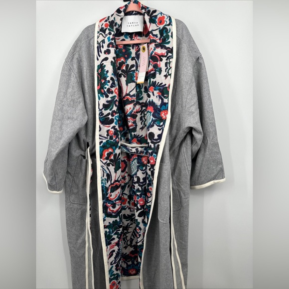 TANYA TAYLOR Cadence Belted Coat Reversible Gray & Floral Plus Sz 1X-3X - Picture 6 of 7